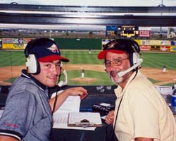 With son Philip broadcasting at El Paso Diablos Stadium